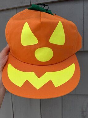 NEW Deadstock Vintage Y2K pumpkin face Halloween spooky baseball cap snapback
